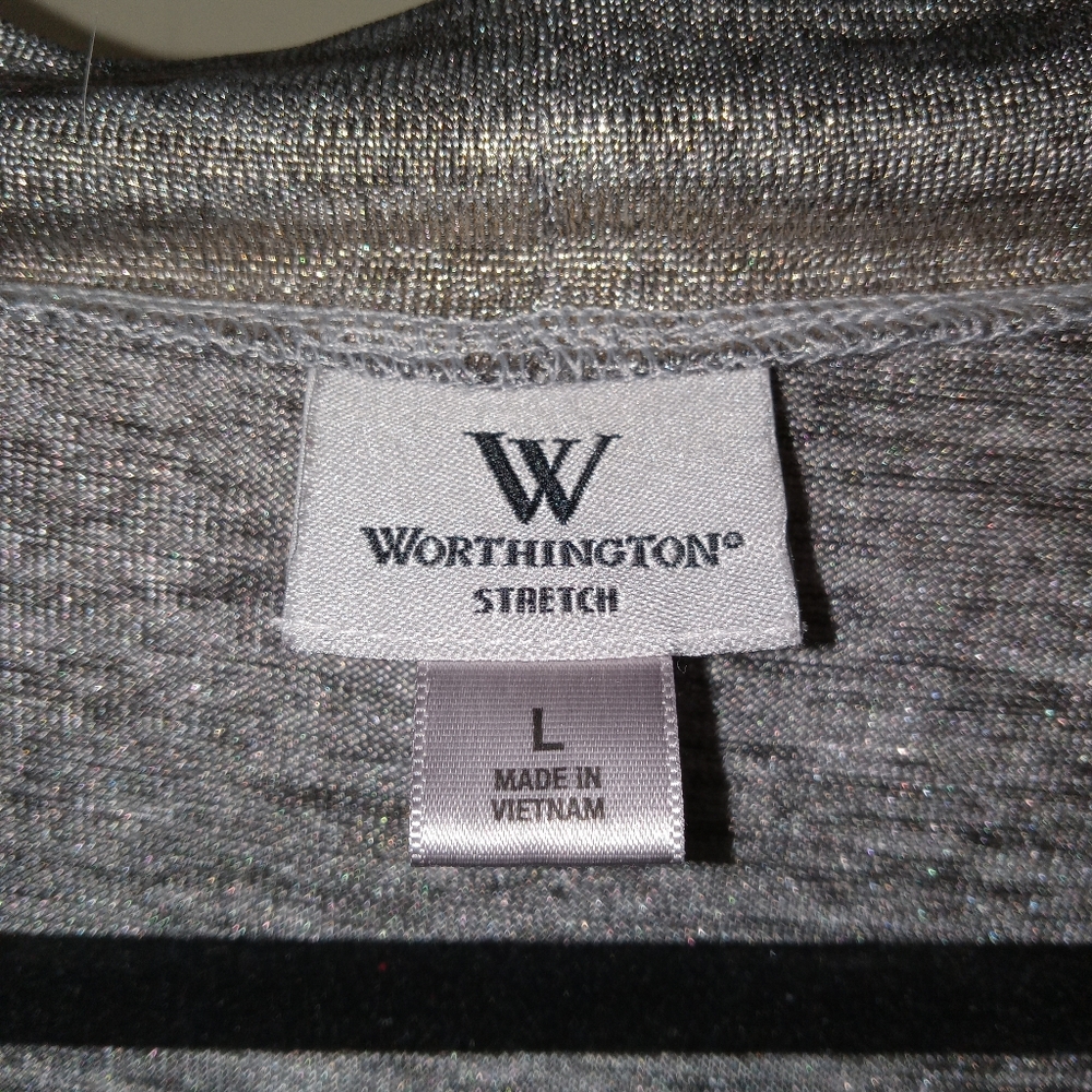 Worthington Stretch Silver & Gold Metallic Sleeveless Top Large - Picture 3 of 10